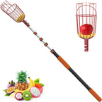 20FT Reach Fruit Picker Pole with Basket Telescoping, Apple Picker with 3-12FT Telescoping Pole for Apple Orange Lemon Mango Avocado Guava Fruit Picking