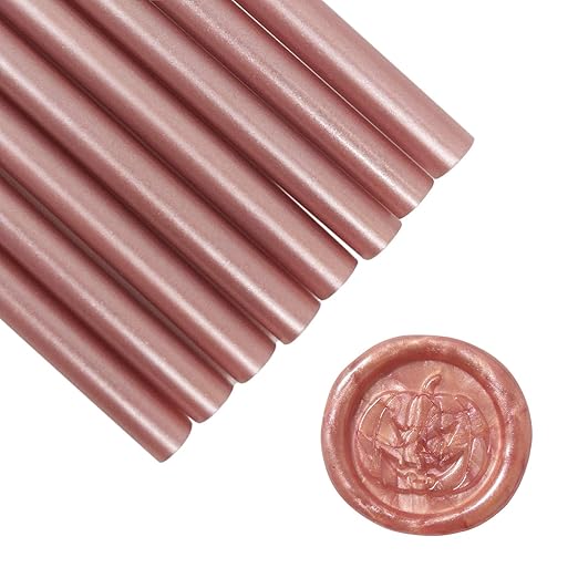 VARACL Hot Melt Glue Sealing Sticks for Letter Seal Stamp - Great for Wedding Invitations, Cards Envelopes, Snail Mails, Postcards, Greeting Cards, Gift Ideas, 7 x 100 mm, 20PCS (Rose Gold)