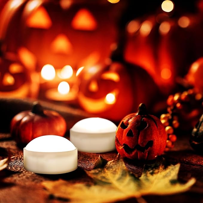 Halloween LED Pumpkin Lights with Remote and Timer, Battery Operated Jack-O-Lantern, Bright Flickering Flameless Candles for Pumpkin Decor, Halloween Party Decorations, White, 6 Pack
