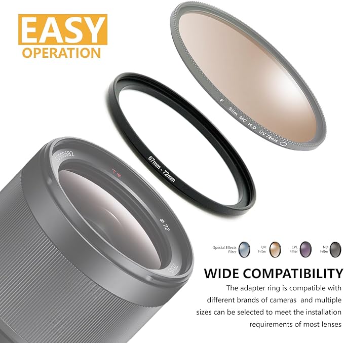 77mm to 82mm Step-up Adapter Rings Filter Adapter Black Metal Step Down Filter Ring Adapter Compatible with All Brand UV CPL ND Camera Lens Filter Stepping Rings (77mm-82mm)