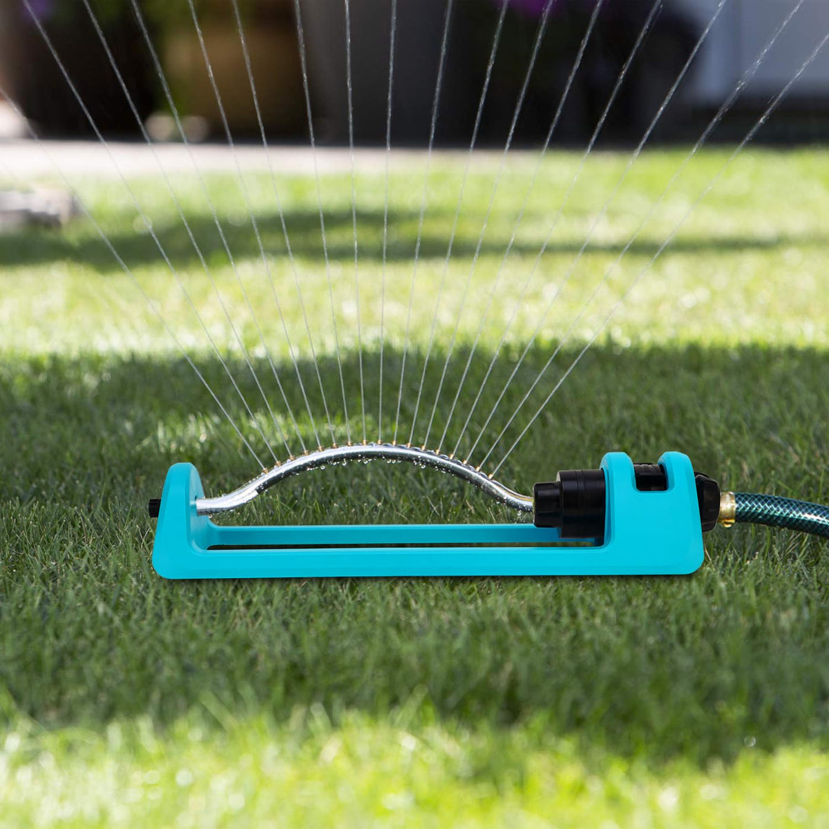 Lawn Sprinkler, 18 Brass Nozzles Garden Water Oscillating Sprinkler for Yard Covers up to 3,600 sq.ft, Heavy Weight Base, Built-in Spray Jet Cleaning Needle