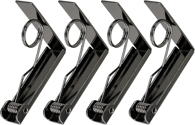 uxcell 4 Pack Tablecloth Clips, Stainless Steel Table Cloth Cover Clamps, 2.87" x 2.36" Windproof Holder Clips for Home Party Picnic Wedding Camping Dining Tables, Metallic Black