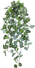 LOYWREE 39-in Long Fake Hanging Plant with Pot Faux Pothos Artificial Potted Plants Small Faux Ivy Vine Plant for Indoor Outdoor Aesthetic Office Living Room Shelf Decor (Black Pot)