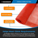 Sandbaggy Fire Resistant Debris & Safety Netting | Orange Construction HDPE Mesh (4, 4 ft x 150 ft)