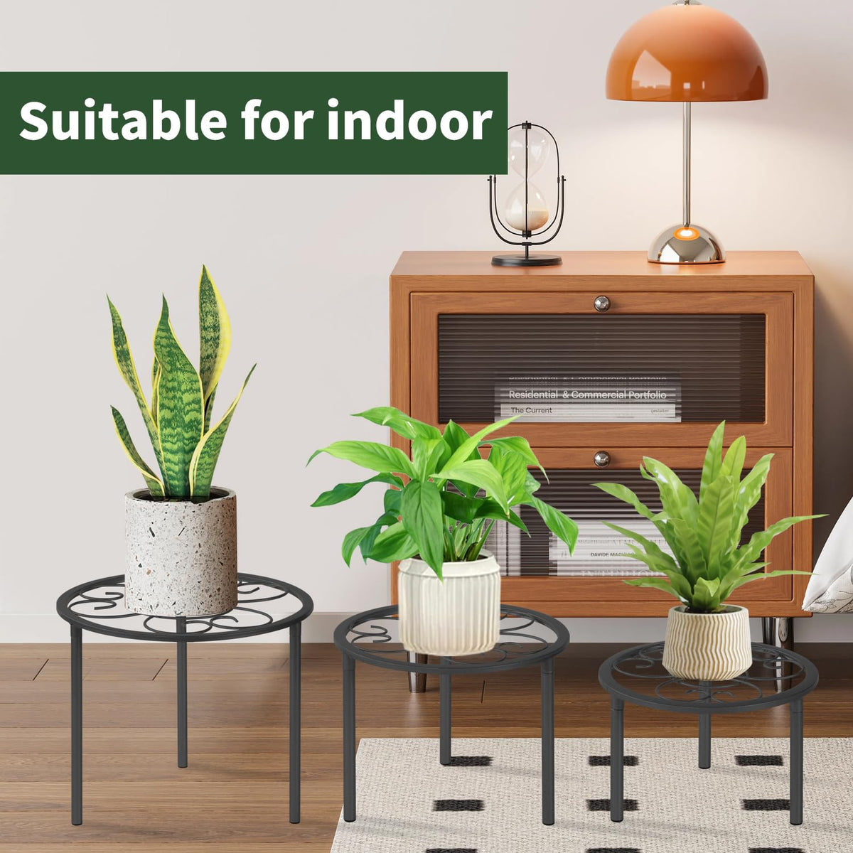 mekpiwu 5 Pack Metal Plant Stands,Heavy Duty Potted Holder for Flower Pot, Rustproof Iron Plant Risers, Suitable for Indoor and Outdoor Decoration ,Garden Container Round Supports Rack for Planter