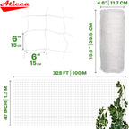 Plastic Trellis Netting 47" x 328 ft Heavy Duty Plant Support Netting White - 6 Inch Garden Trellis on Roll - Mesh for Growing Vine Climbing Plants, Flowers, Peas, and Cucumber