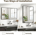 HARRITPURE 28"x20" Framed Bathroom Mirror for Wall Rectangle Mirror Aluminum Alloy Frame Wall-Mounted for Farmhouse Entryway Bedroom Living Room Black