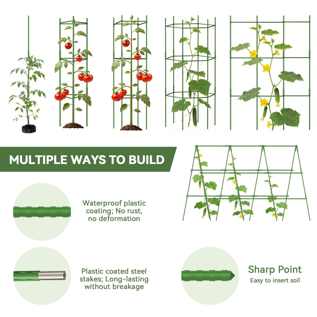 Halatool 6 Pack Tomato Cages for Garden, Up to 63 inch(5.2FT)