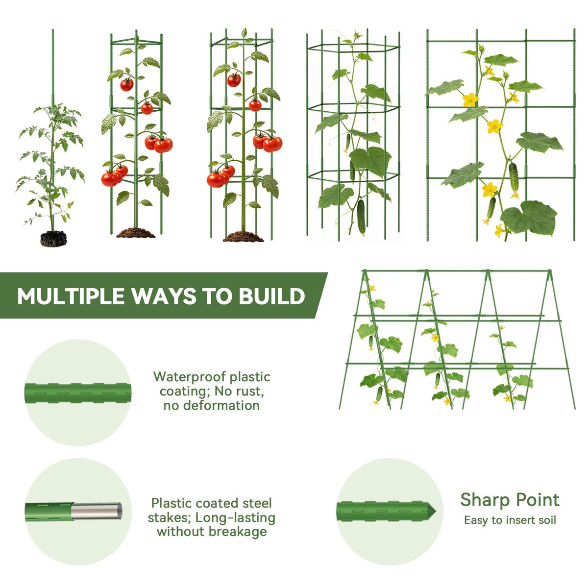 Halatool 6 Pack Tomato Cages for Garden, Up to 63 inch(5.2FT)