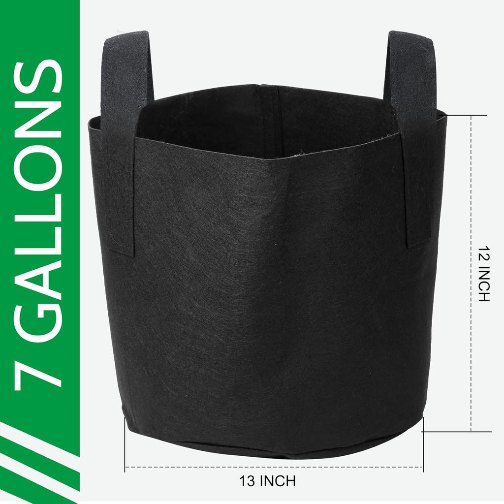 JERIA 12-Pack 7 Gallon, Vegetable/Flower/Plant Grow Bags, Aeration Fabric Pots with Handles (Black), Come with 12 Pcs Plant Labels