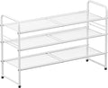 SUFAUY 3-Tier Mesh Shoe Rack, Closet Metal 33" Wide Shoe Rack Organizer Heavy Duty, White