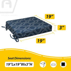 AAAAAcessories Outdoor Seat Cushions for Chairs, Waterproof, Fade-Resistant, 19" x 19" x 3", Patio Furniture Replacement Cushions, Set of 2, Slate Blue Vine Trellis