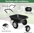 ERGOMASTER Dual-Wheel Wheelbarrow, Home Utility Garden Cart, 330 LBS Capacity, Large Heavy Duty Yard Cart for Gardening & Planting, Lawn, Farm, Construction Site, Black