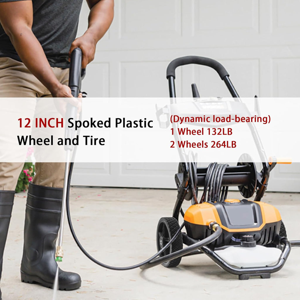 Parts Camp 12" Lawn Mower Wheels Kits 12 x 1.75'' Spoked Plastic Wheel and Tire For Push Mower Wheel/Pressure Washer/Garden Cart/Air Compressor/Wheelbarrow/Handtruck/Generator/Dolly Tires (Set of 2)