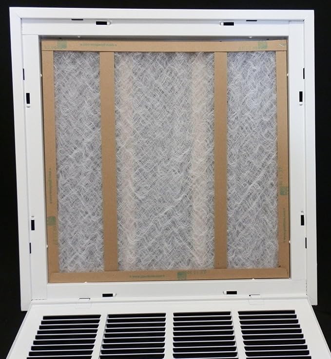 25" X 25" Steel Return Air Filter Grille for 1" Filter - Removable Face/Door - HVAC Duct Cover - Flat Stamped Face -White [Outer Dimensions: 27 5/8"w X 27 5/8h]