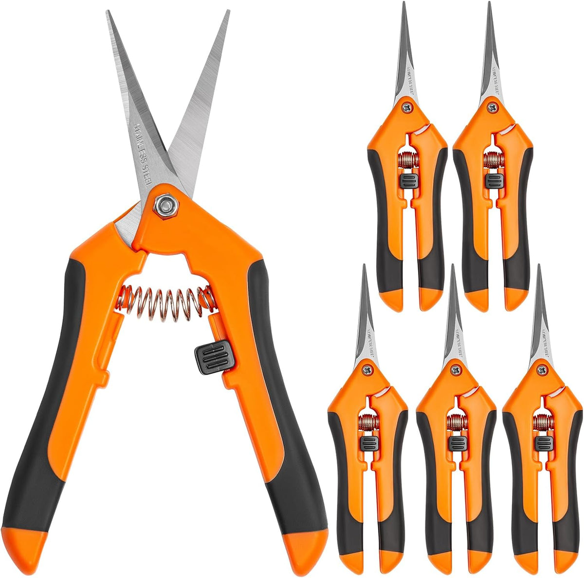 GROWNEER 6 Packs Pruning Shears Gardening Hand Pruning Snips with Straight Stainless Steel Precision Blades