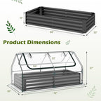S AFSTAR Raised Garden Bed with Cover, 6FT x 3FT x 3FT Galvanized Bottomless Garden Bed with Greenhouse & Dual Roll-Up Screen Windows, Outdoor Metal Planter Box Kit with Cover (Black & Clear)