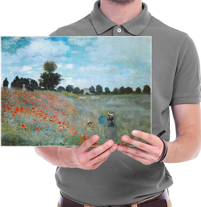 Wieco Art The Poppy Field Near Argenteuil Giclee Canvas Prints Wall Art of Claude Monet Famous Floral Oil Paintings Reproduction Classic Flowers Landscape Pictures Artwork for Bedroom Home Decorations