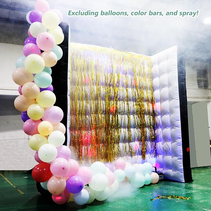 Inflatable Photo Booth Wall Background Curved Wall Background Party with Led Lights,Use in Advertising, Bars, Events, Trade Shows
