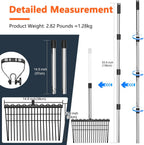 Pitch Forks for Garden with 18 Tines, 53" Non-Slip Adjustable Steel Handle, Durable Broadfork for Turning Mulch and Hay, Gardening Pitchfork with Universal Extension Handle Attachment For Licorice