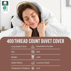 Pizuna Pure 100% Cotton Duvet Cover Queen Size 1 PC, Luxurious 400 Thread Count Long Staple Cotton Duvet Cover, Soft Sateen Weave Comforter Cover, Button Closure (White Duvet Cover Only, Queen)