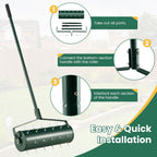 Goplus Rolling Lawn Aerator, 21-Inch Garden Yard Rotary Push Tine Filled Sand Stone, Heavy Duty Spike Soil Aeration w/Metal Handle, Fillable Drum 51" Manual Lawn Aeration Tool Garden Grass Patio Yard