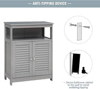 Tangkula Bathroom Floor Cabinet, Wooden Freestanding Storage Cabinet with Double Shutter Door & Adjustable Shelf, Storage Cabinet for Bathroom Living Room (Grey)