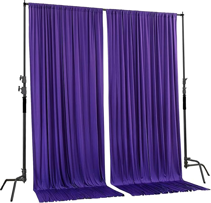 AK TRADING CO. 10 feet x 10 feet Purple IFR Polyester Backdrop Drapes Curtains Panels with Rod Pockets - Wedding Ceremony Party Home Window Decorations