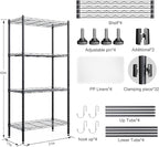 4 Tier Shelves Storage, Wire Shelf Unit, Standing Adjustable Metal Shelves Organizer, Storage Racks for Restaurant Garage Pantry Kitchen Garage(21.2 '' x 11.4" x 43.3 ")