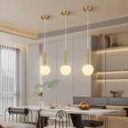 Modern Hanging Light Fixture Pendant Lighting for Kitchen Island Mid Century Gold Pendant Lights with Globe Milky White Glass Pendant Light for Bedroom Bathroom Entryway (1 Pack)