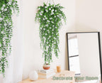 RECUTMS Artificial Hanging Plants Fake Hanging Plant Faux Eucalyptus Leaf Greenery Vine Outdoor UV Resistant Plastic Plants Home Garden Wedding Party Indoor Outdoor Decorations(White)