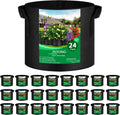 24-Pack 5 Gallon Thickened Non-Woven Grow Bags, Aeration Fabric Pots with Handles