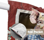 Pig Sunflowers Swag Valances for Windows, Eucalyptus Leaves Floral Bees Red Barn Rod Pocket Kitchen Curtains Valance, Kitchen Window Curtains Swag for Cafe Bathroom Living Room, 2 Panels, 36x63 inch