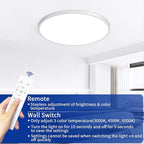 Modern 20'' Led Ceiling Light Fixture, Ultra Thin Flush Mount, Dimmable with Remote Control, 48W, 4800Lumen, Silver, Round, for Bedroom, Living Room, Kitchen, Dining Room, Home Office