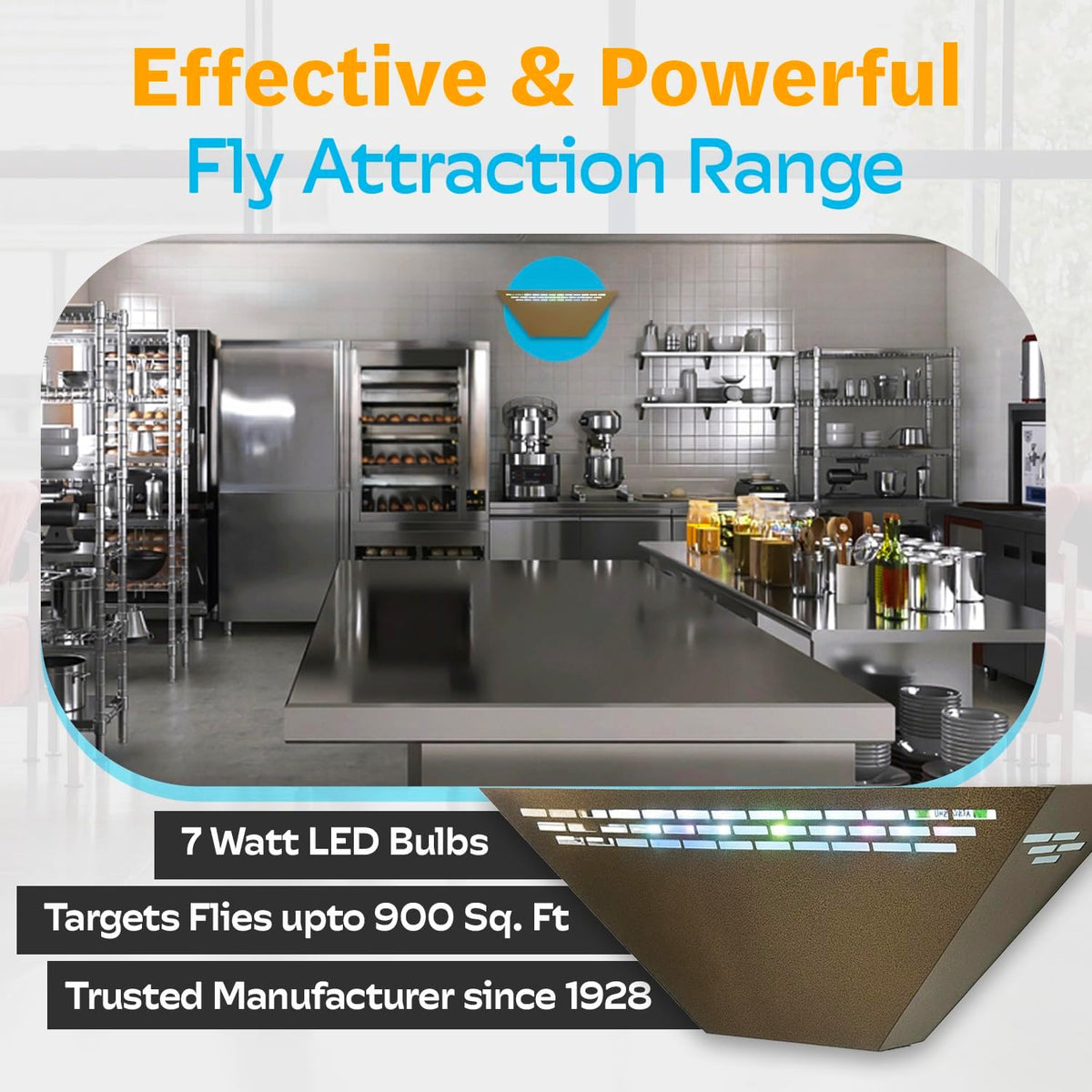 Gardner WS-85 Indoor Fly Trap with Proprietary LED, Decorative Wall Sconce Fly Light -40,000 Hour Rated Bulb, No Zap and Smell, Built to Last for Restaurants and Cafes, Made in USA for Commercial Use