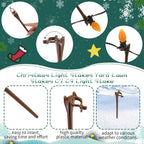 Jetec 200 Pieces Christmas Light Stakes Universal Yard Lawn Holiday 7.5 Inches Light Ground Stakes for C7 C9 String Lights Christmas Outdoor Lights Holders on Yards, Driveways (Brown)