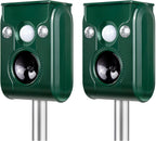 FAYINWBO Latest in 2022 Outdoor Ultrasonic Animal Repeller. Solar Animal Repellent.with Flashing LED Lights, Siren Expelled Cats, Dogs, Rac Green
