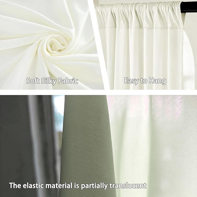 10 x 7 Feet Ivory White Backdrop Curtain for Partie, Background Curtains for Photoshoot, Birthday, Wedding, Halloween, Thanksgiving, Christmas Day, New Year Party Decorations 5Ft x 7Ft, 2 Panels