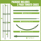 2 Pack Up to 59 Inch Height Adjustable Tomato Cages for Garden