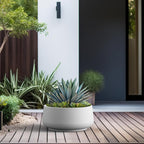 Kante 16.1" Dia Round Curvy Concrete Planter, Large Plant Pots with Drainage Hole and Rubber Plug for Indoor Outdoor Plants, Flower Pot for Home Garden Patio Porch, White