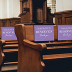 Reserved Seating Chair Signs, This Row Is Reserved Pew Cloths Seating Placeholder for Church Pews, Purple Wedding Decorations for Reception Parties Celebrations Event (Purple, 4 PCS)