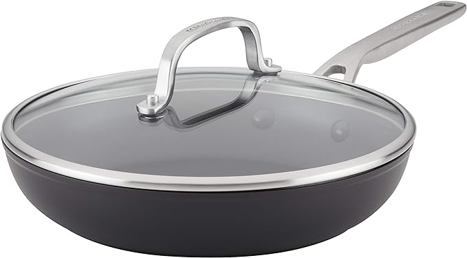 KitchenAid Hard Anodized Induction Nonstick Fry Pan/Skillet with Lid, 10 Inch, Matte Black