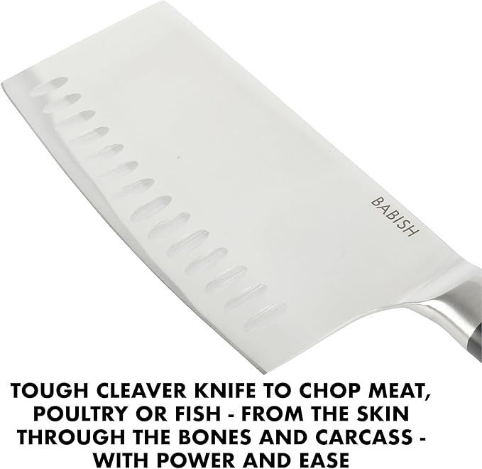 Babish High-Carbon 1.4116 German Steel 6.5 Inch Full Tang, Forged Cleaver Kitchen Knife