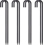 VVOKGO Rebar Stakes 24 Inch J Hook Heavy Duty Ground Anchors (8pcs), 3/8 Inch Diameter Metal Steel Extra Long Fence Stakes with Chisel Point End for Greenhouse, Gazebo, Carport, Camping Tents, Black