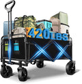 Wagons Carts Foldable, Collapsible Wagon with All-Terrain Wheels 420lbs Weight Capacity Heavy Duty Utility Wagon with Drink Holders for Beach, Garden, Camping, Shopping Groceries, Sports