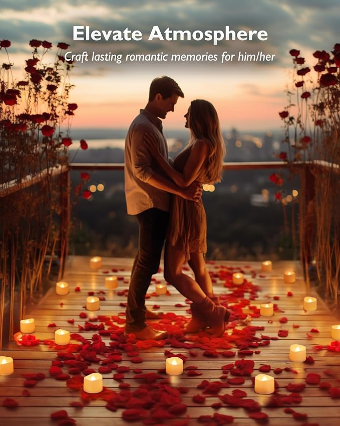 Homemory 72-Pack Novelty Flickering Flameless Tea Lights, 200+Hours Battery Operated, Fake Electric LED Votive Candles for Small Wedding Table Centerpieces, Proposals, Anniversaries
