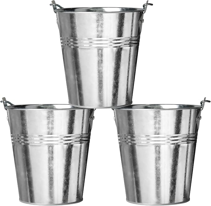 Grease Bucket for Pellet Grill Smokers – 3-Pack Heavy Duty Galvanized Steel Drip Catcher, Rust-Proof 5.6" Diameter, Easy Clean BBQ Accessory