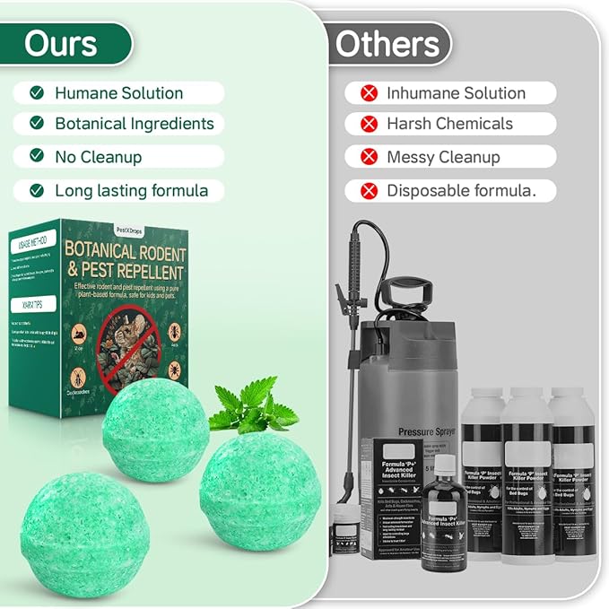 Rodent Mouse Repellent 14 Pack, Peppermint Oil Moth Balls for Mice Rats Deterrent, Natural Pest Control Mothballs for Rodents, Squirrels, Skunk, Mole, Gopher, Pets Safe, Indoor and Outdoor Use