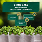 DYNOMYCO Mix 4-in-1 Mycorrhizal Grow Kit for Bigger Yields & Healthier Plants - Includes Concentrated Mycorrhizae, MHB & Bio-stimulants, Premium Coco Coir, and Biodegradable Grow Bags