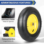 (2 Pack)4.80/4.00-8 Wheelbarrow Tire and Wheel, 16" Rubber Pneumatic Wheel, 3" -6" Centered Hub, 5/8" & 3/4" Bearings, for Hand Truck, Trolley, Garden Cart, Wagons【Explorer Series】